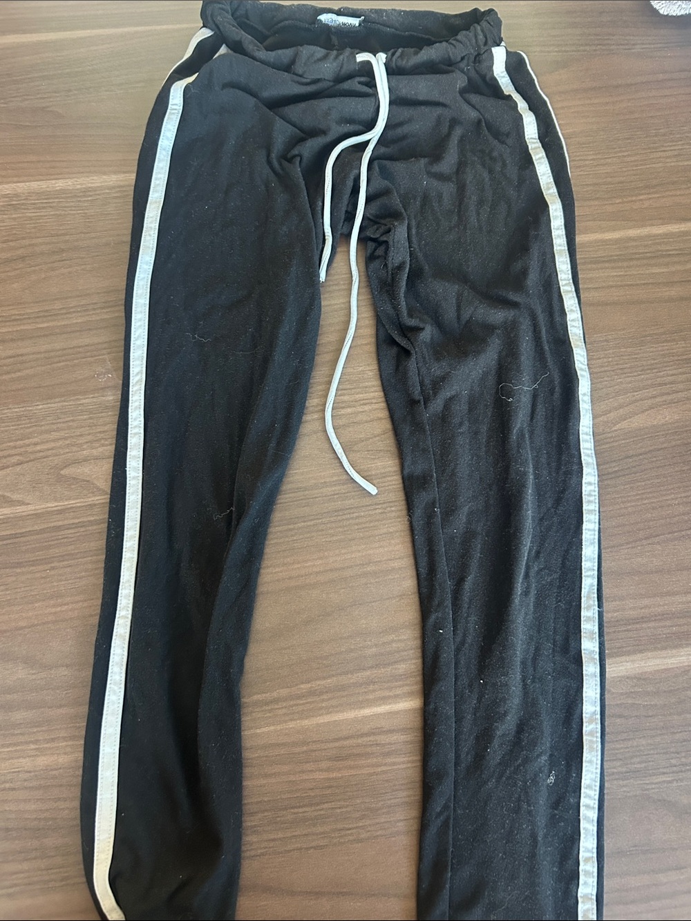 Fashion Nova Black Track Joggers with White Side Stripes
